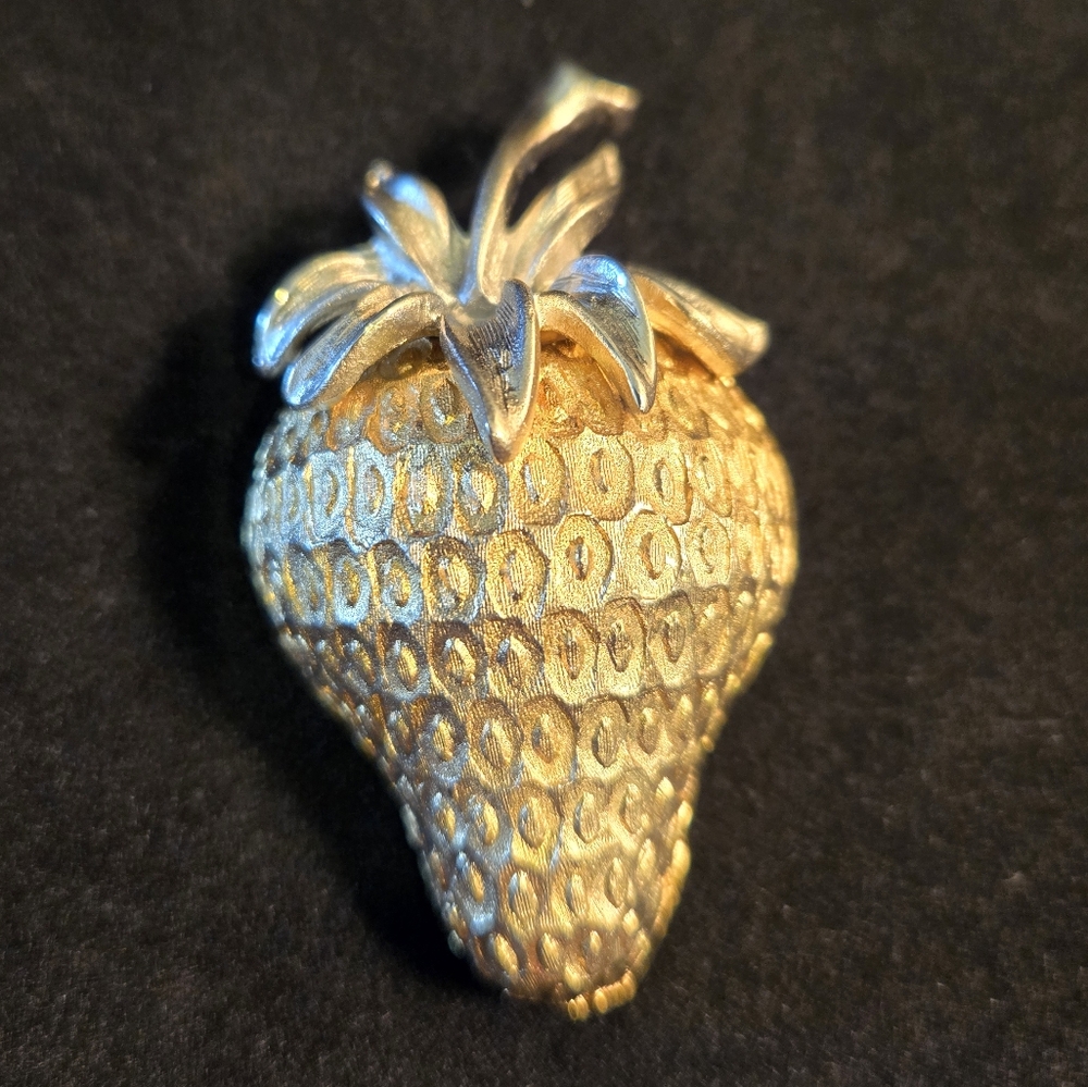 Vintage Strawberry Gold Tone, Silver Tone Pin/Brooch, Retro